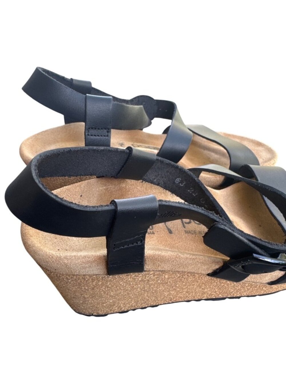 Papillio Birkenstock Soley Leather Wedge Sandal Black Womens EU 37 US 6 - Picture 6 of 14